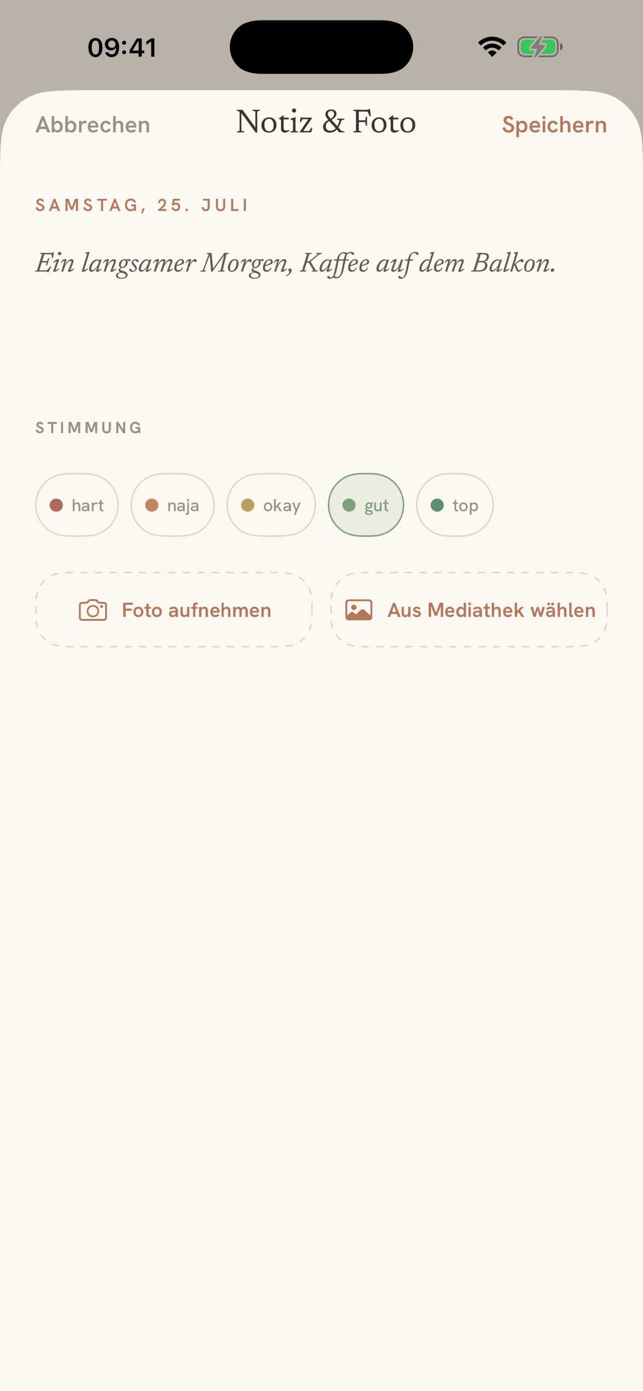 Keepsake: notes, moods and photos on any day