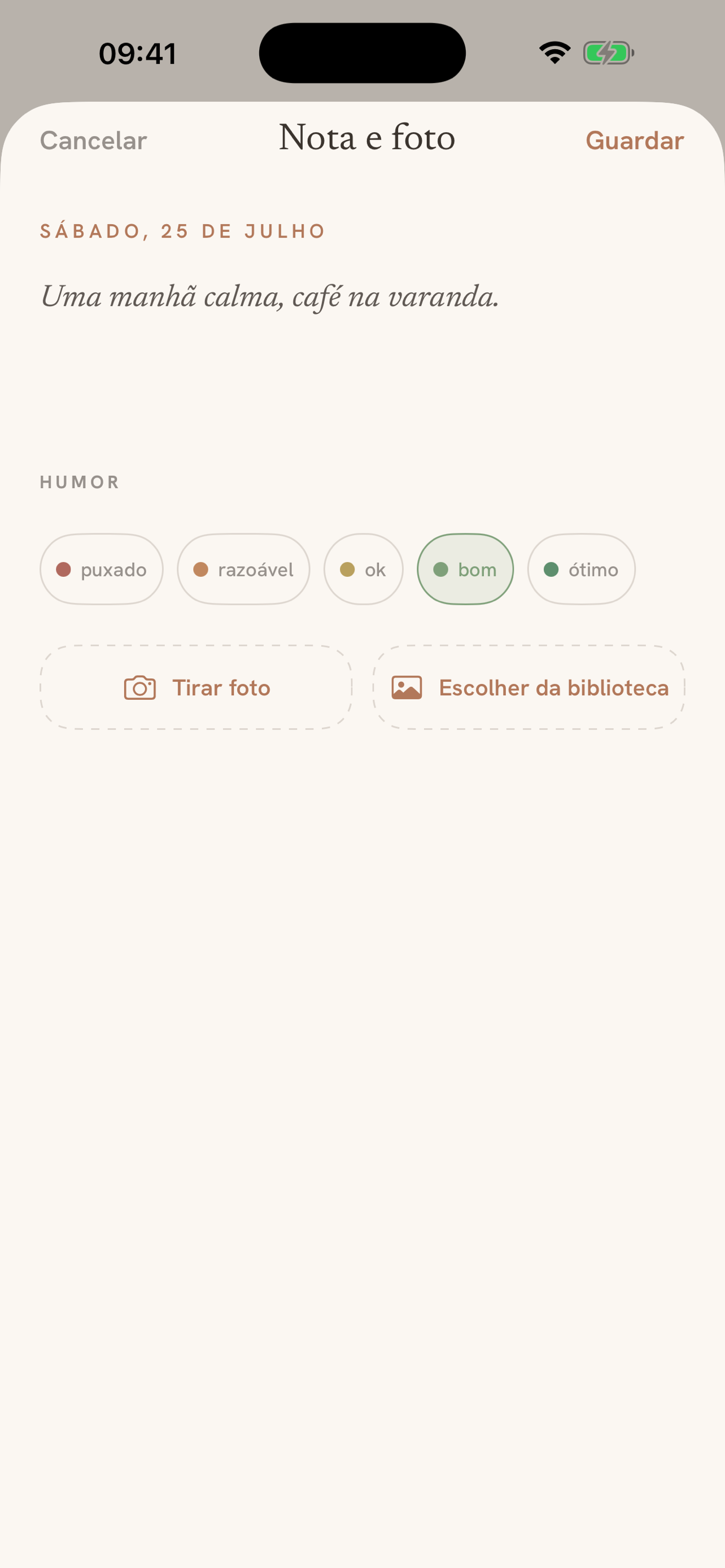 Keepsake: notes, moods and photos on any day