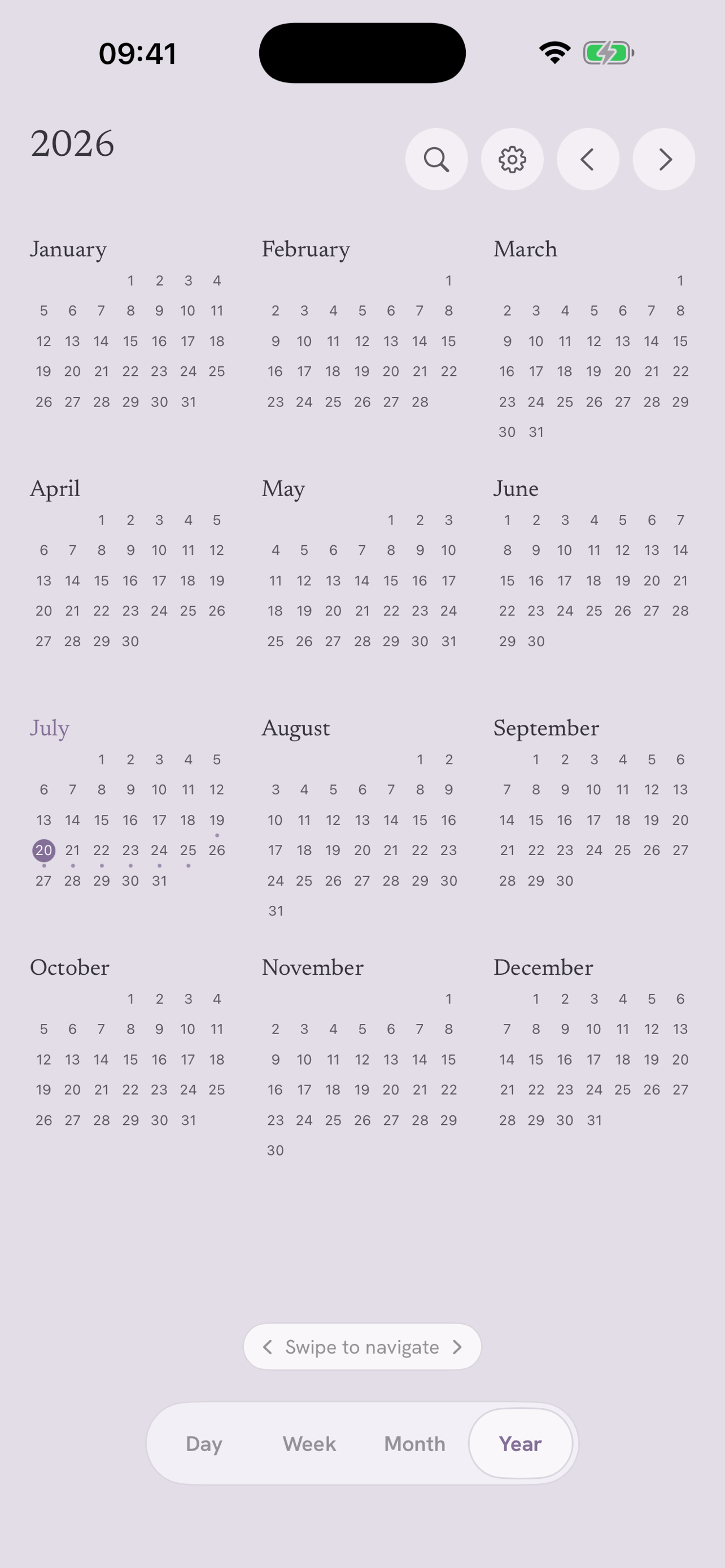 Daypages year view