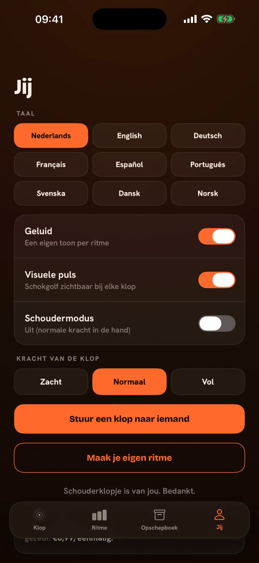 Schouderklopje in dark mode
