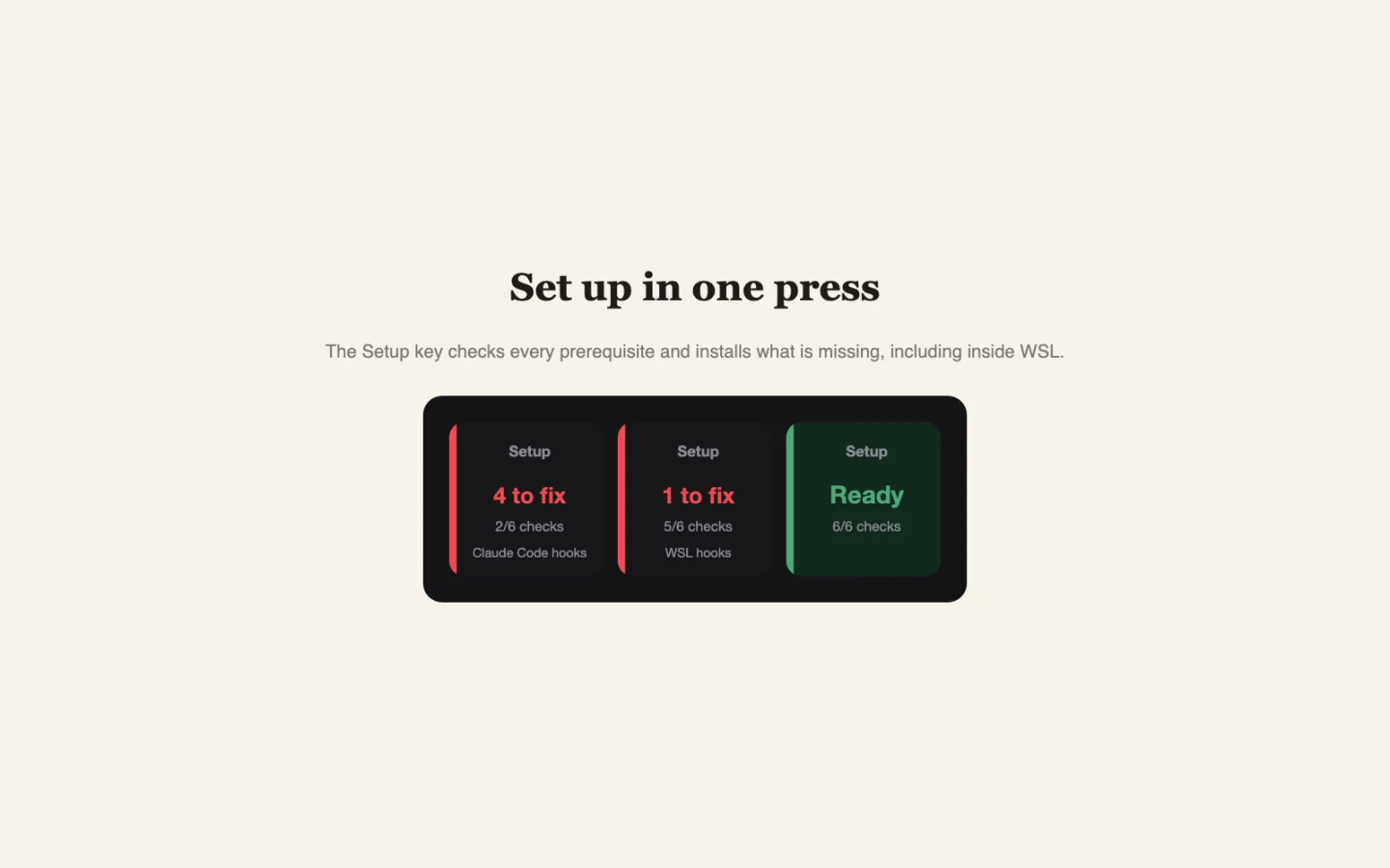 The Setup key checking prerequisites