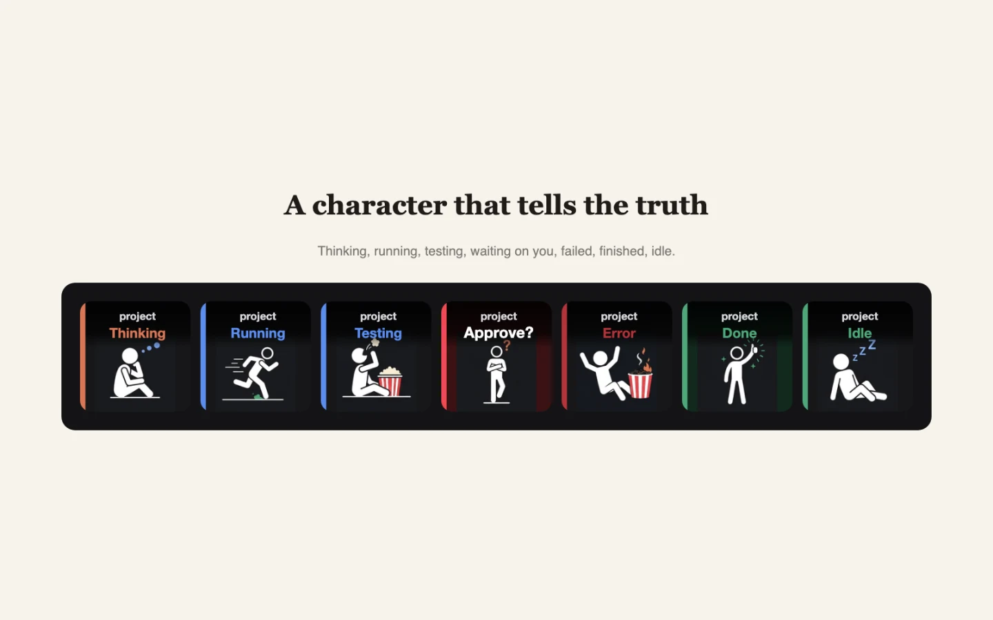 Every state the character shows
