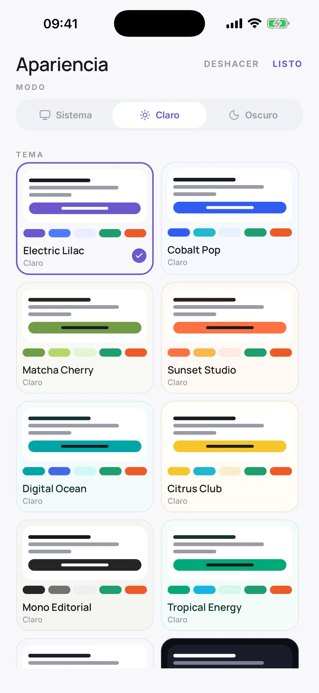 Ten colour themes