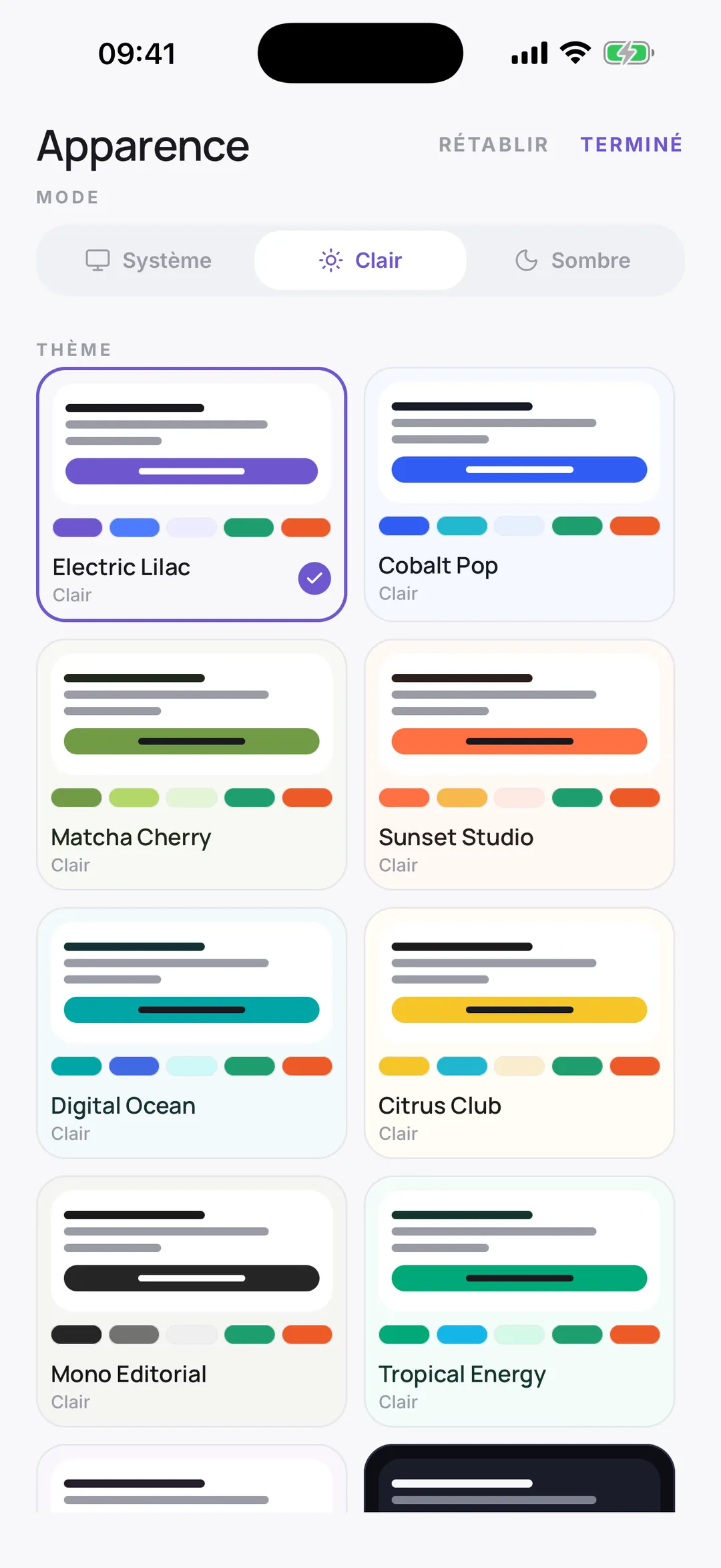 Ten colour themes