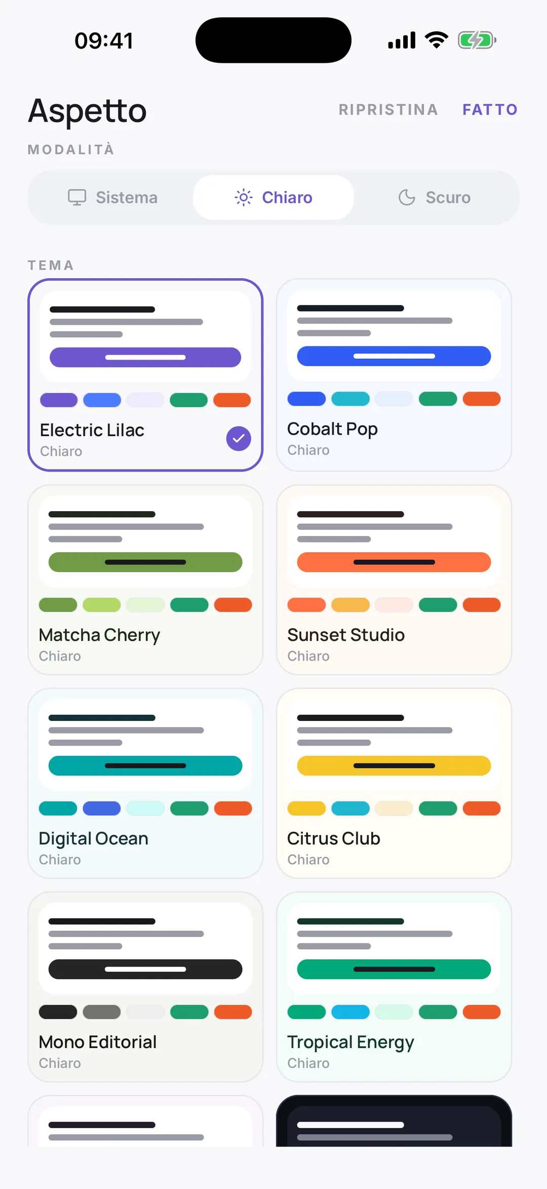 Ten colour themes