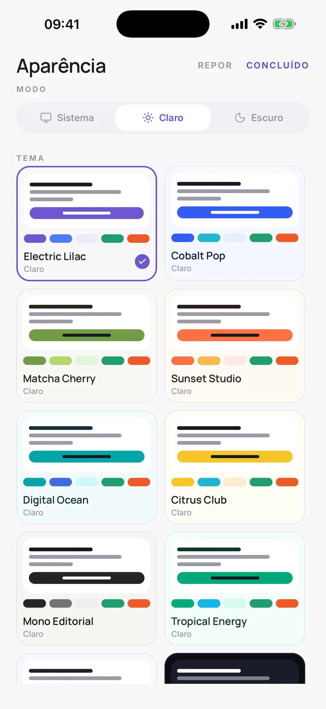Ten colour themes