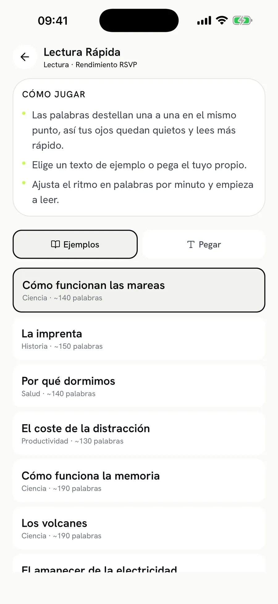 Speed Reader: choose a text, set your pace