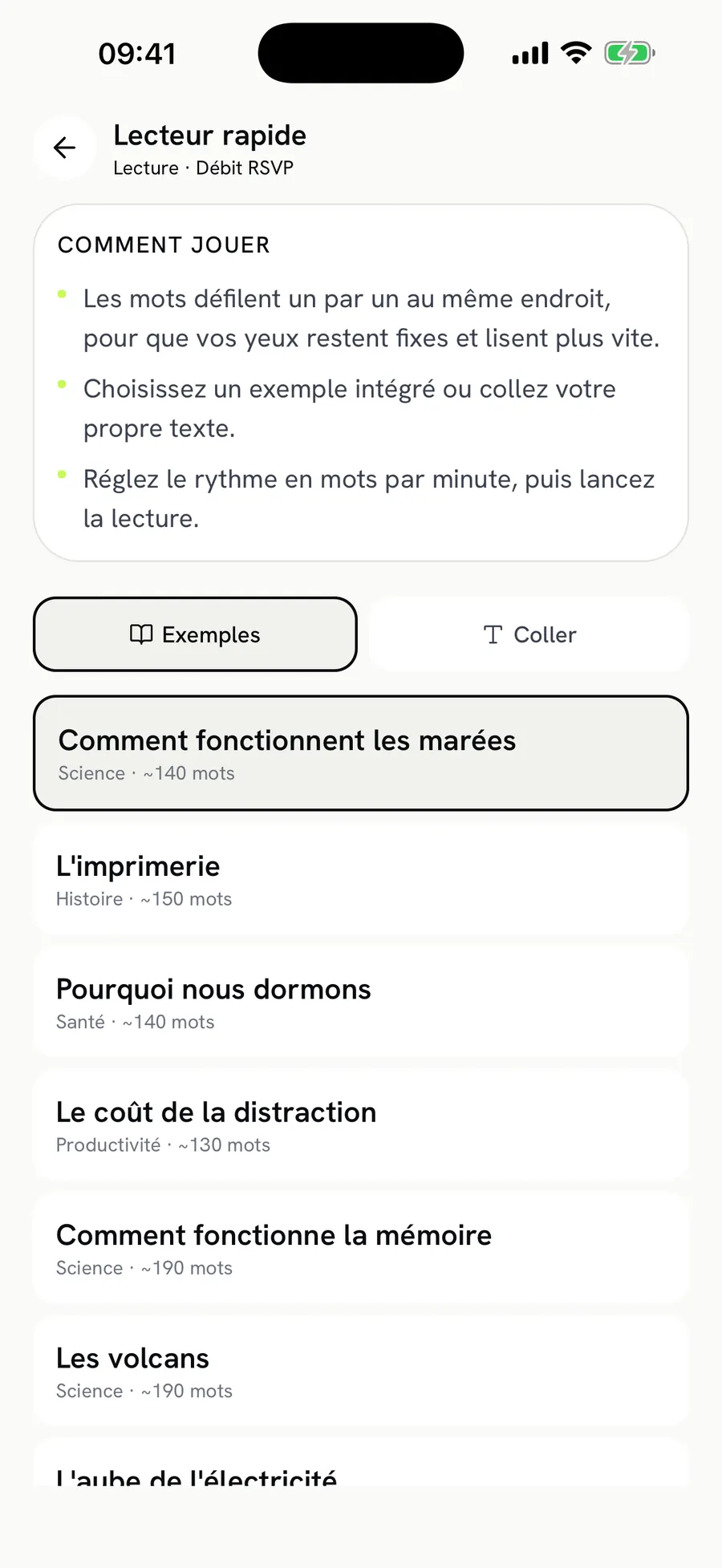 Speed Reader: choose a text, set your pace
