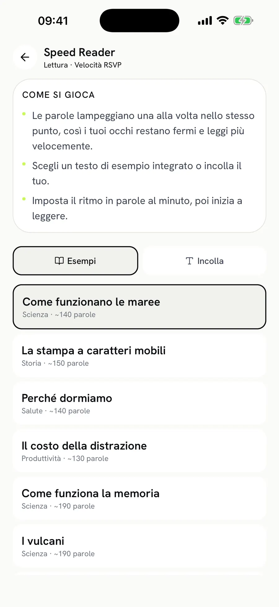 Speed Reader: choose a text, set your pace