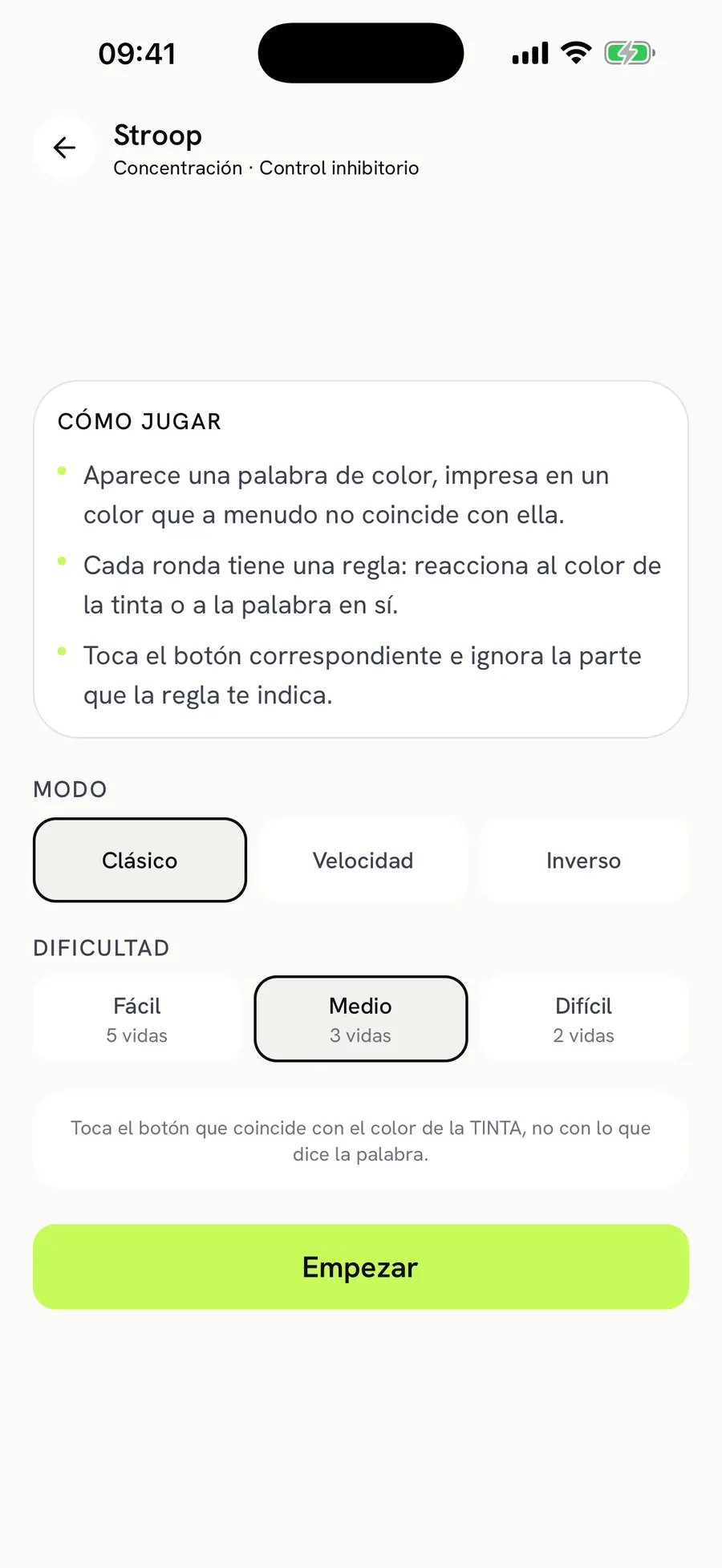 Stroop: react to the ink, not the word