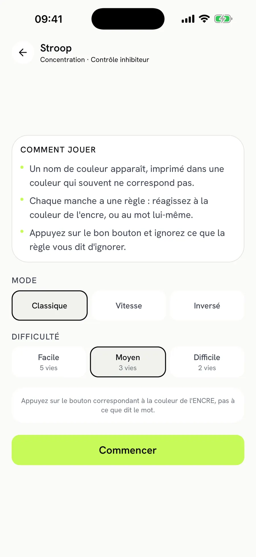 Stroop: react to the ink, not the word