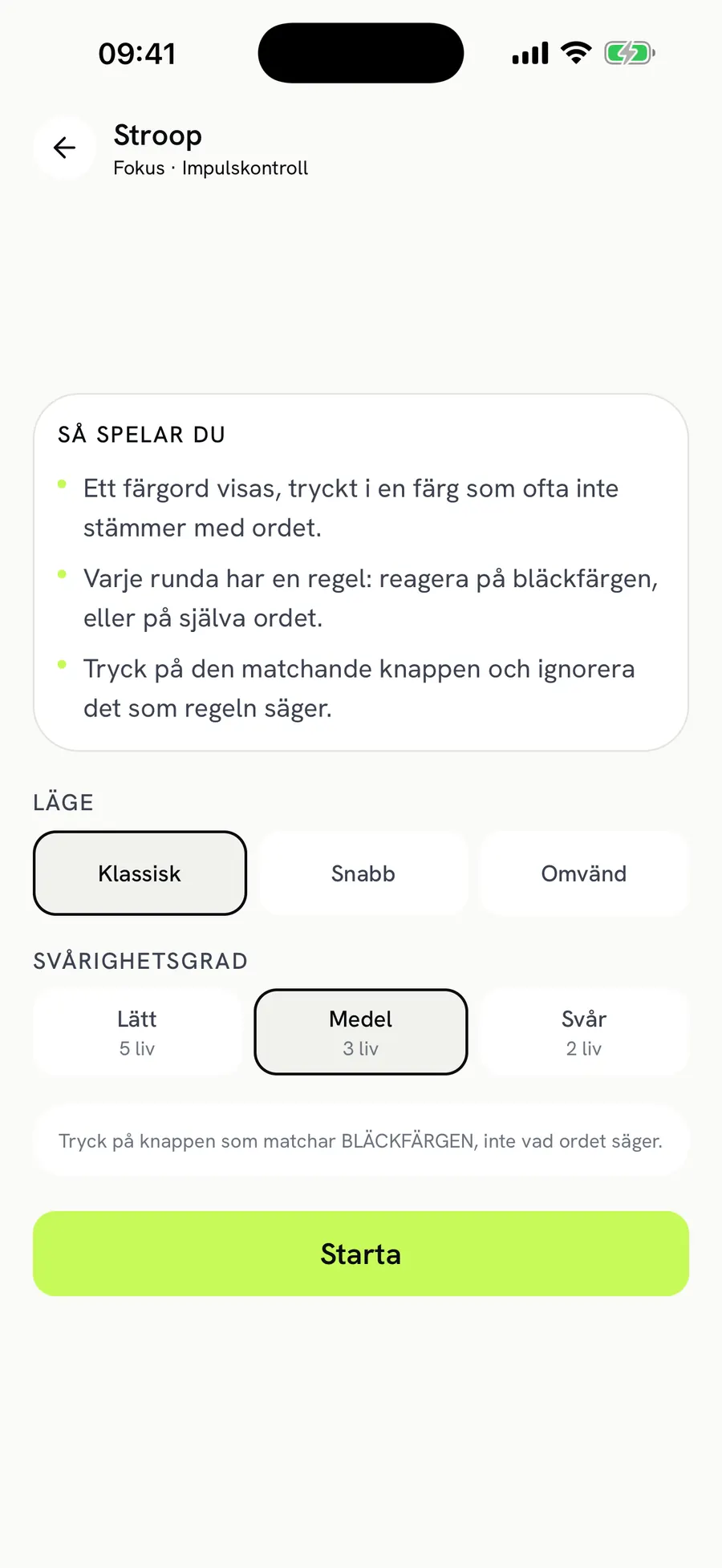Stroop: react to the ink, not the word