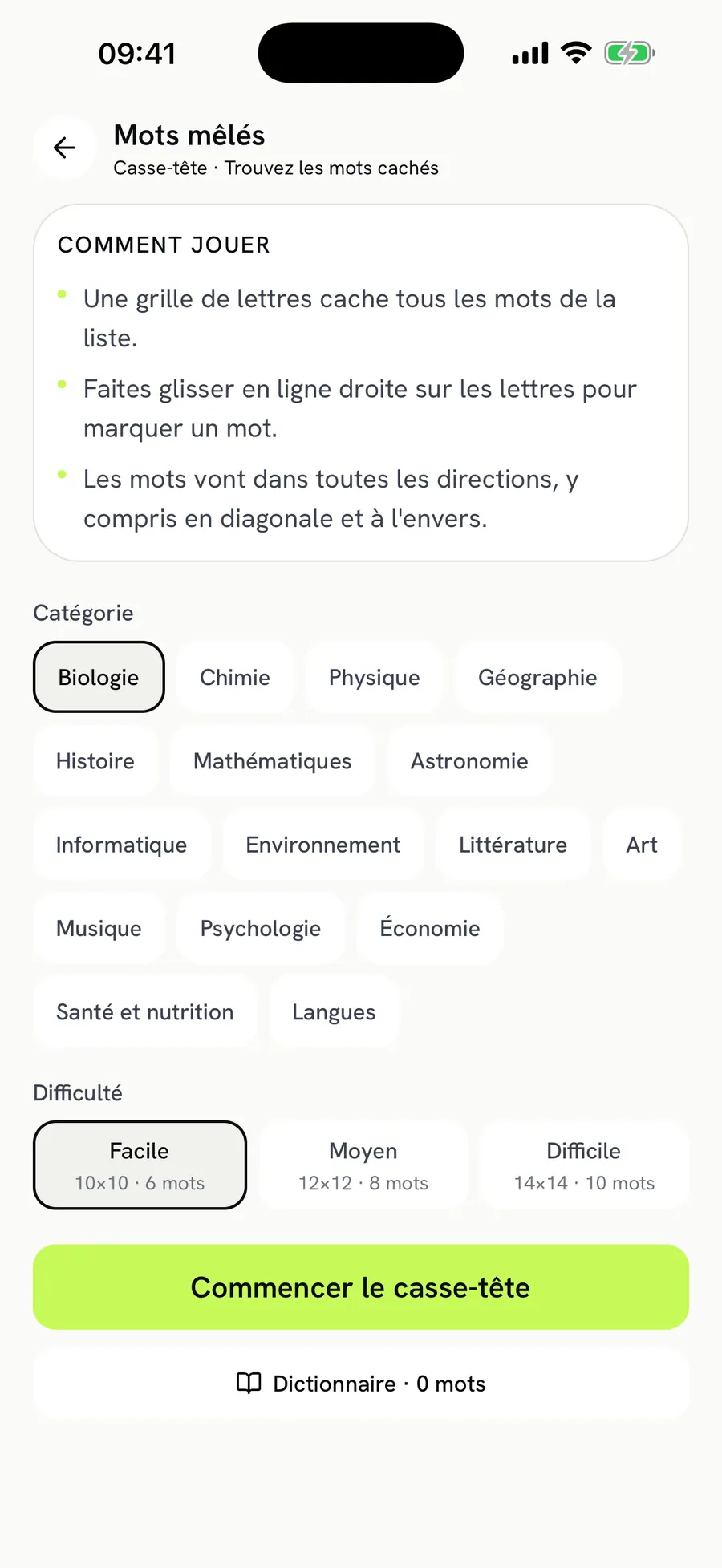 Word Search: pick a category