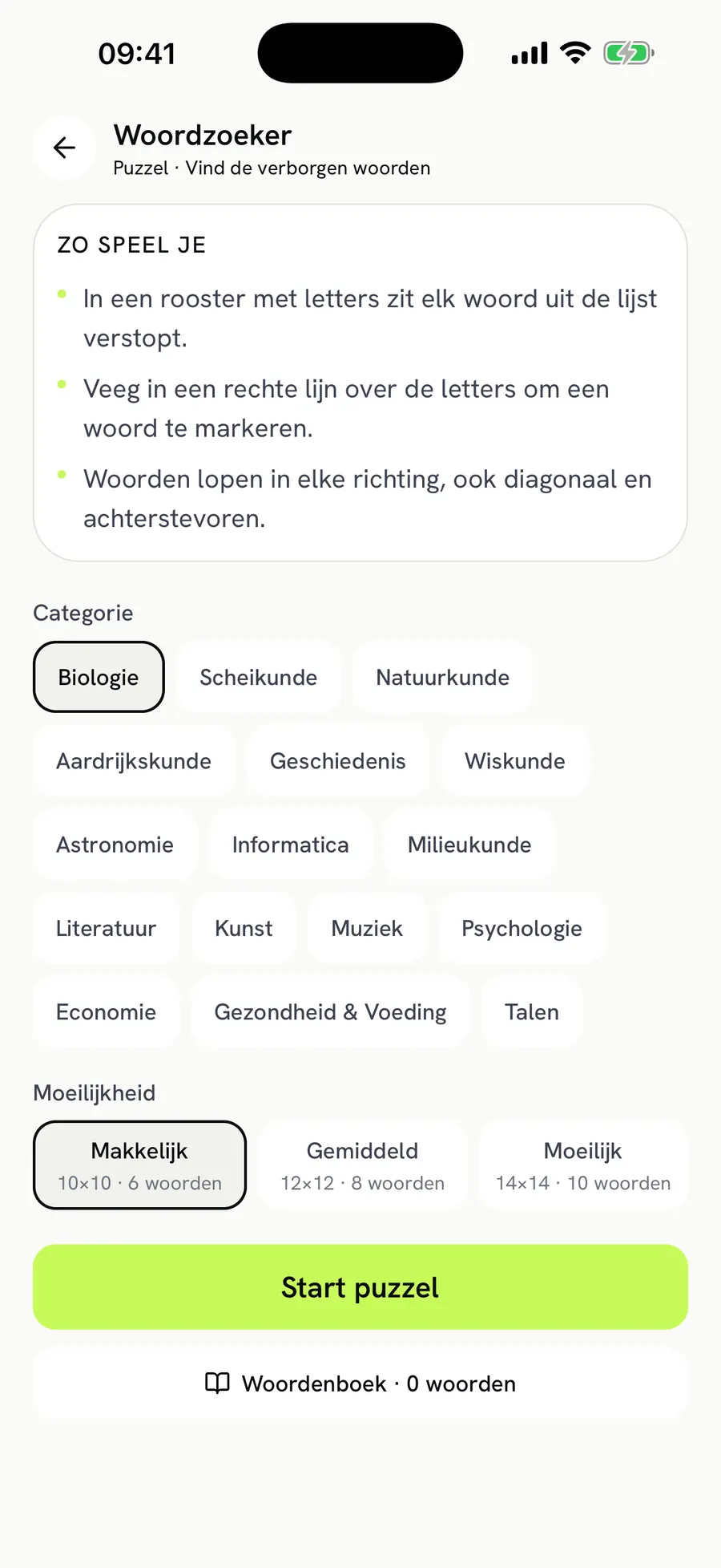Word Search: pick a category